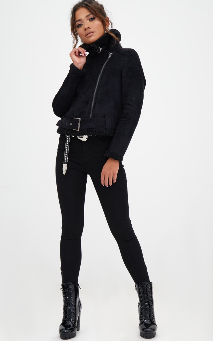 petite black suede jacket