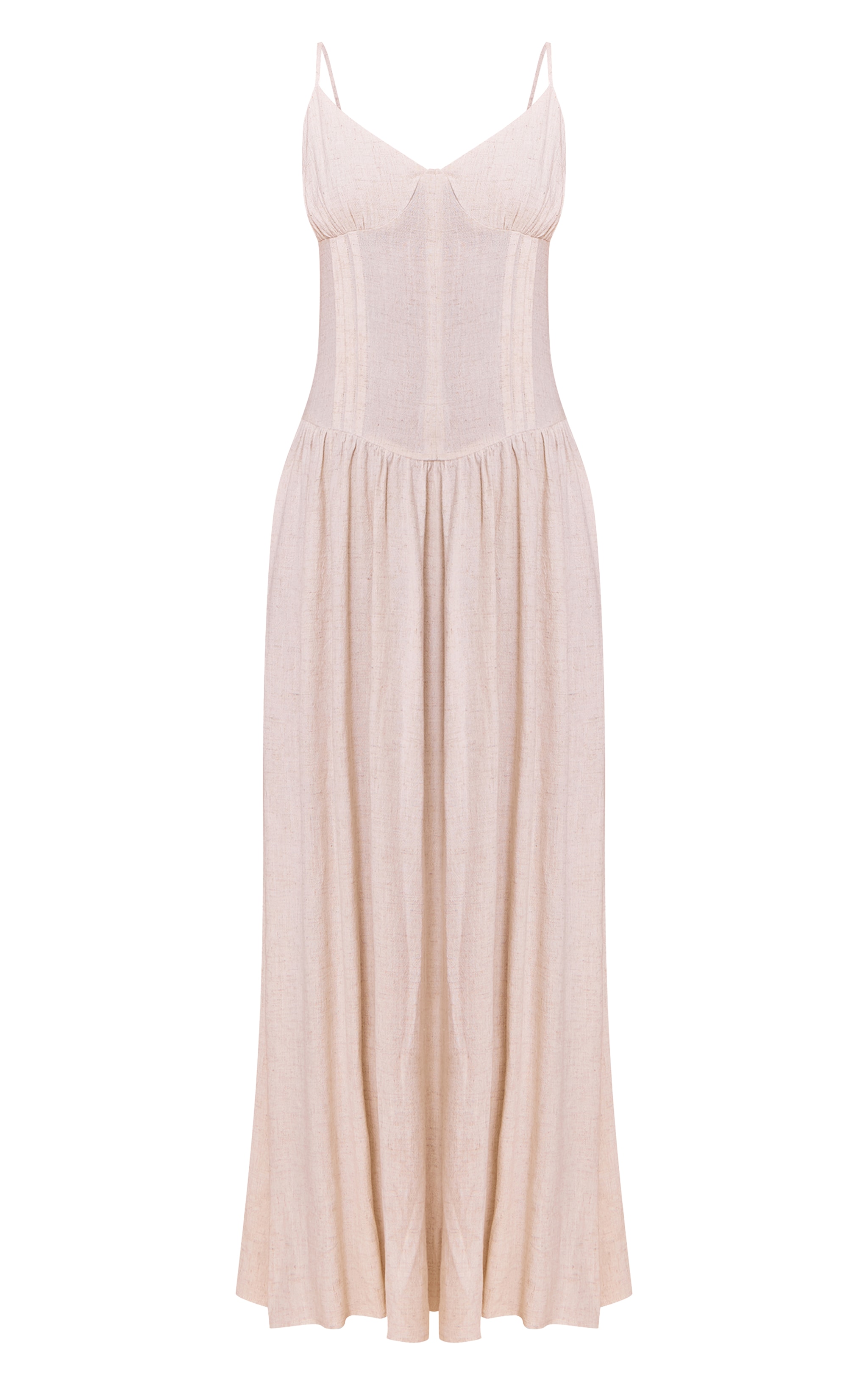 Natural Textured Woven Pleat Detail Maxi Dress image 5