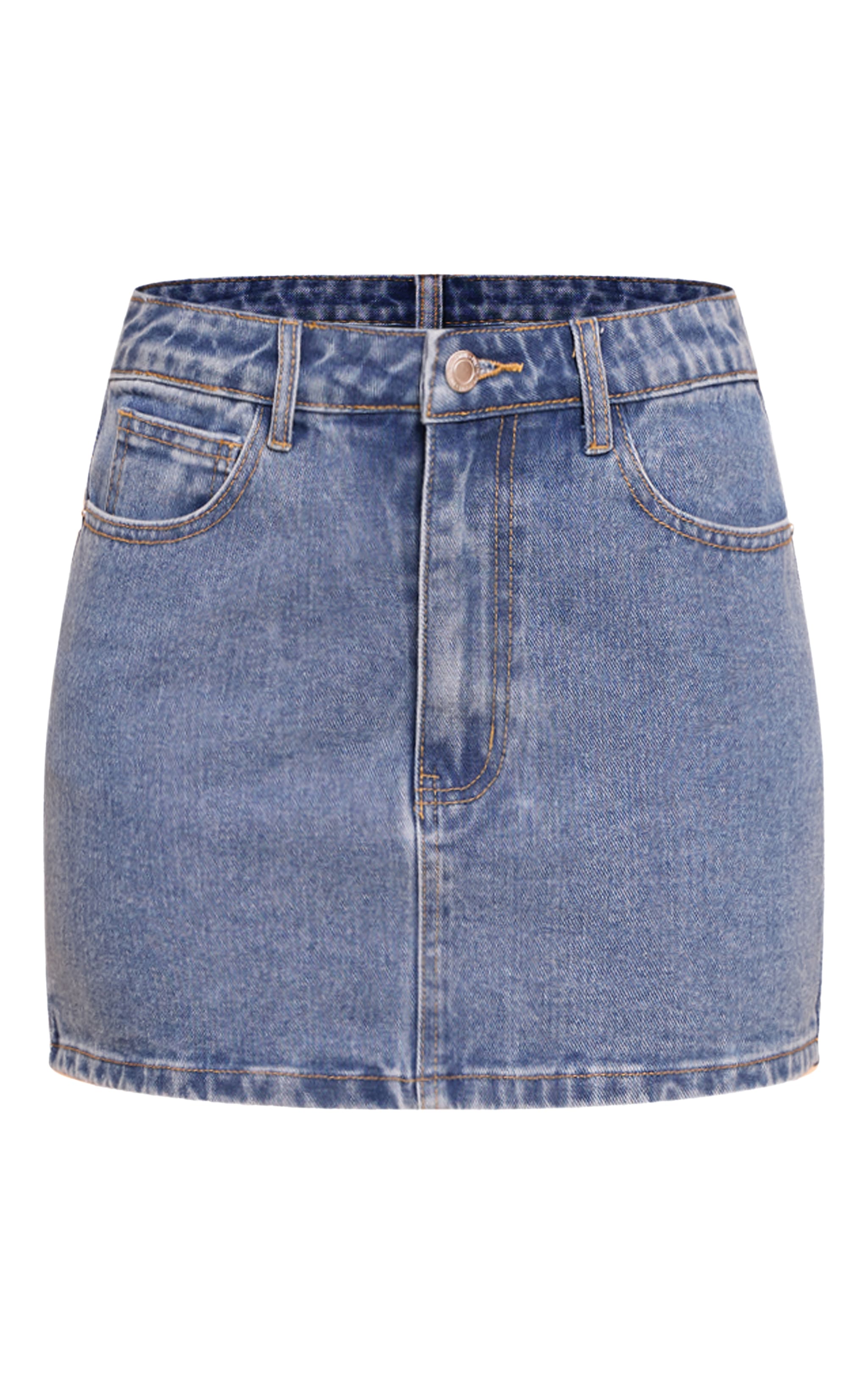 Mid Blue Wash Rigid Denim Mini Skirt image 6