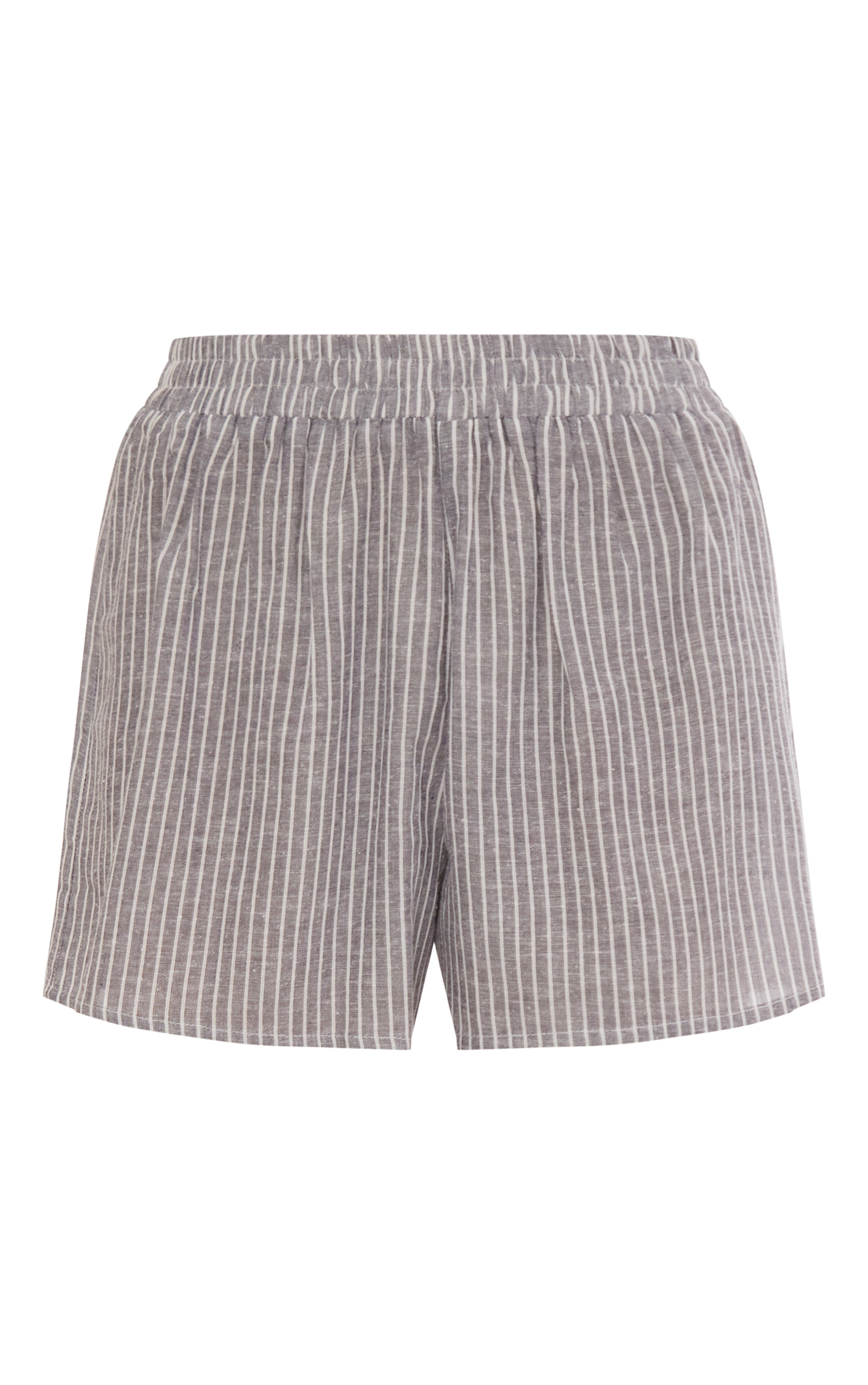 Grey Pinstripe Linen Look Basic Shorts image 6