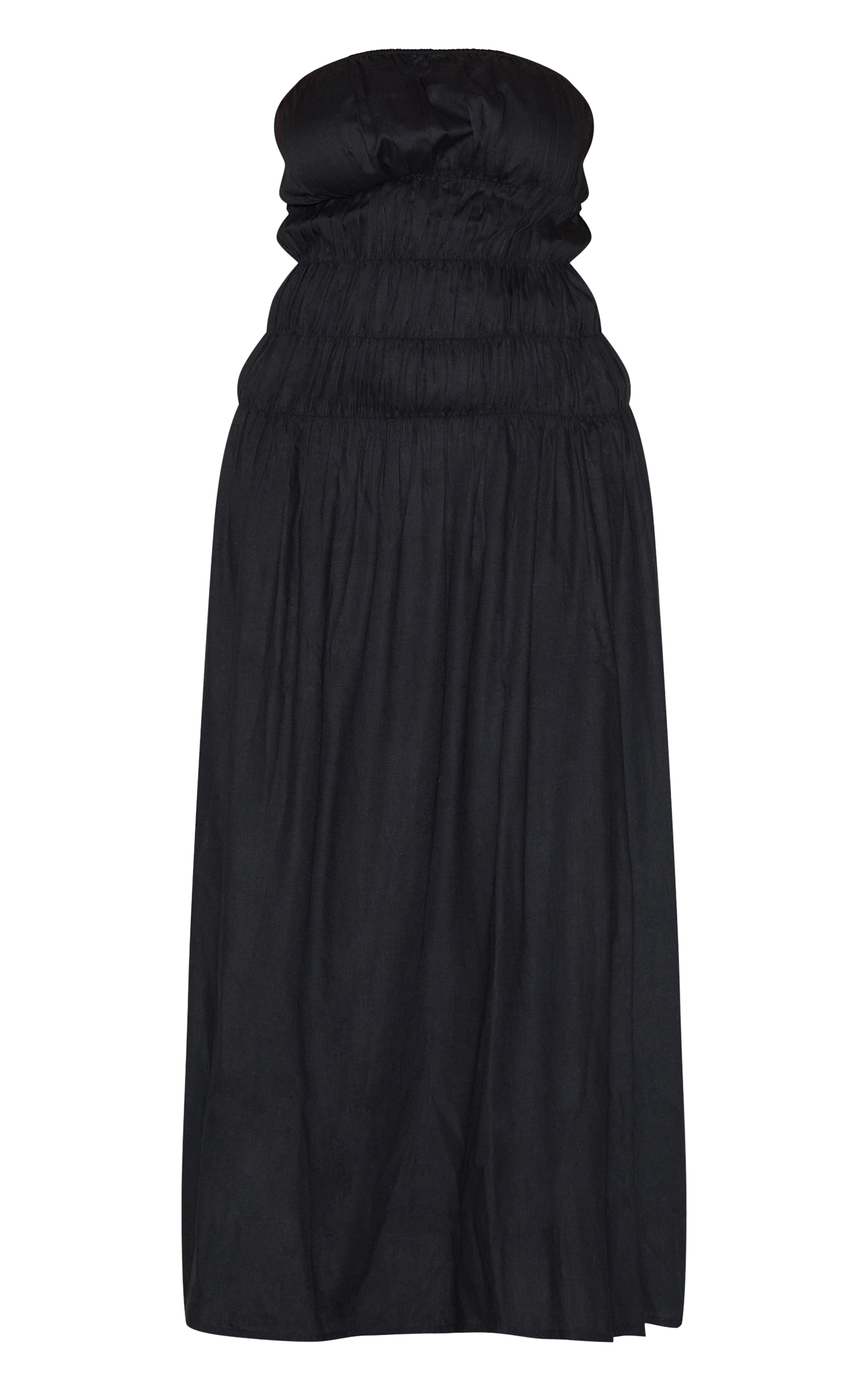 Plus Black Bandeau Ruched Detail Maxi Dress image 5