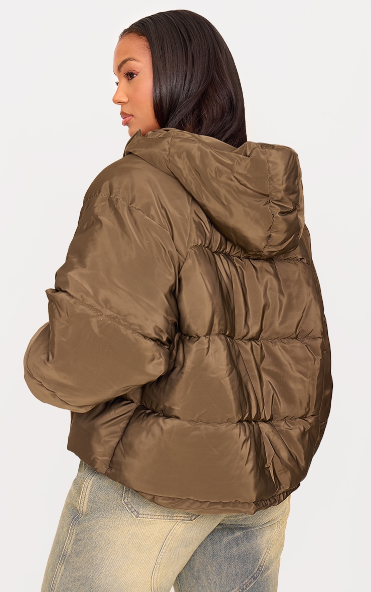 Plus Olive Hooded Quilted Puffer image 2