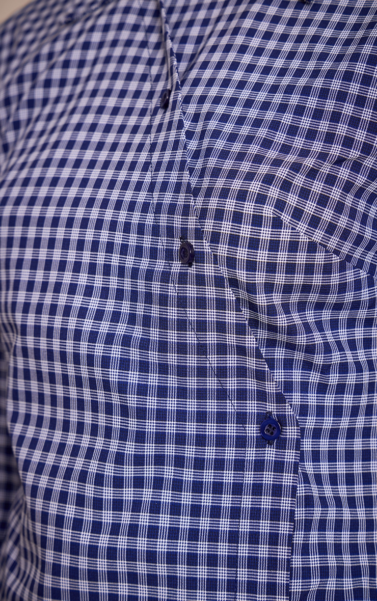 Navy Check Button Down Shirt Dress image 4