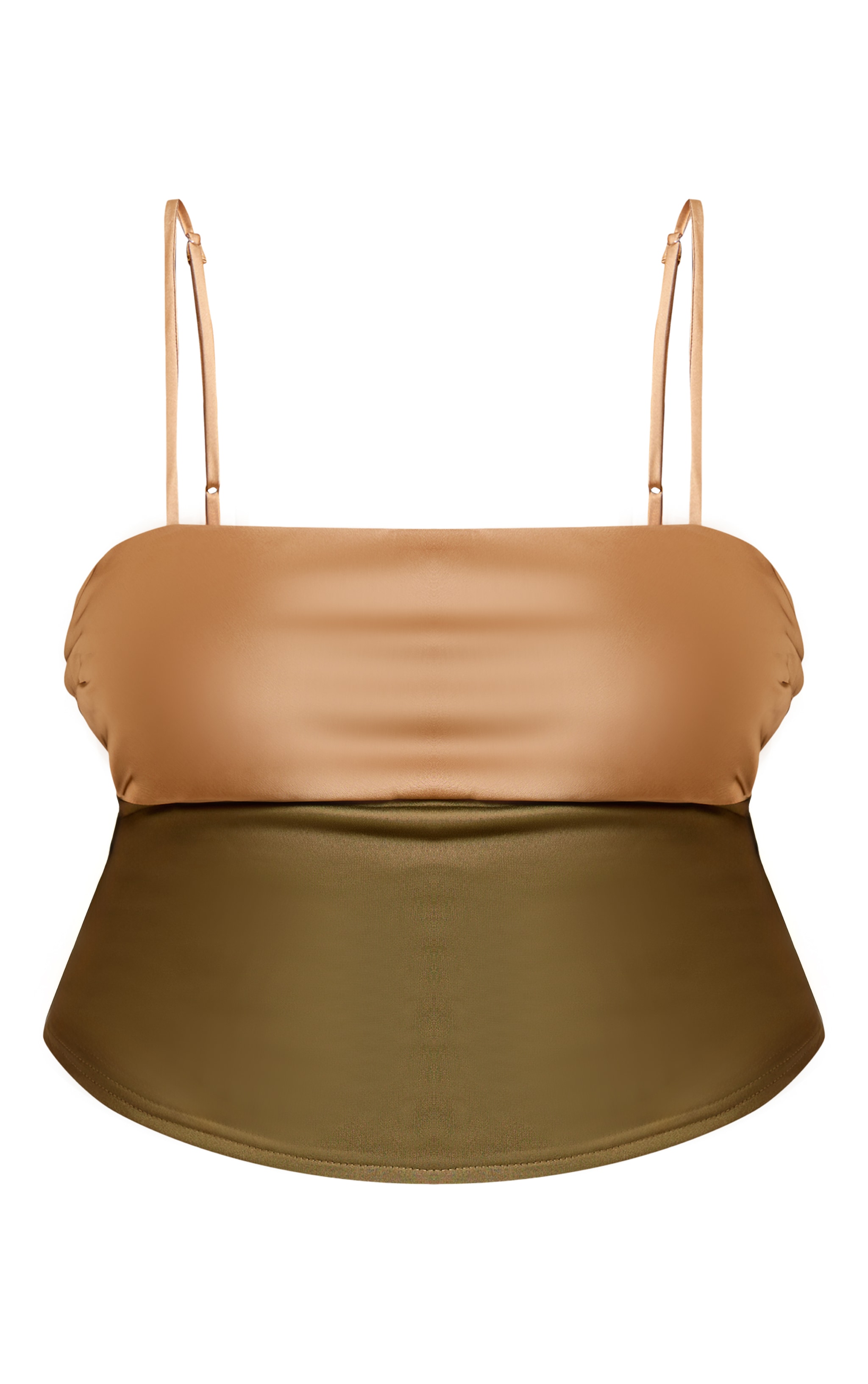 Plus Olive Contrast Bust Panel Strappy Cami Top image 5
