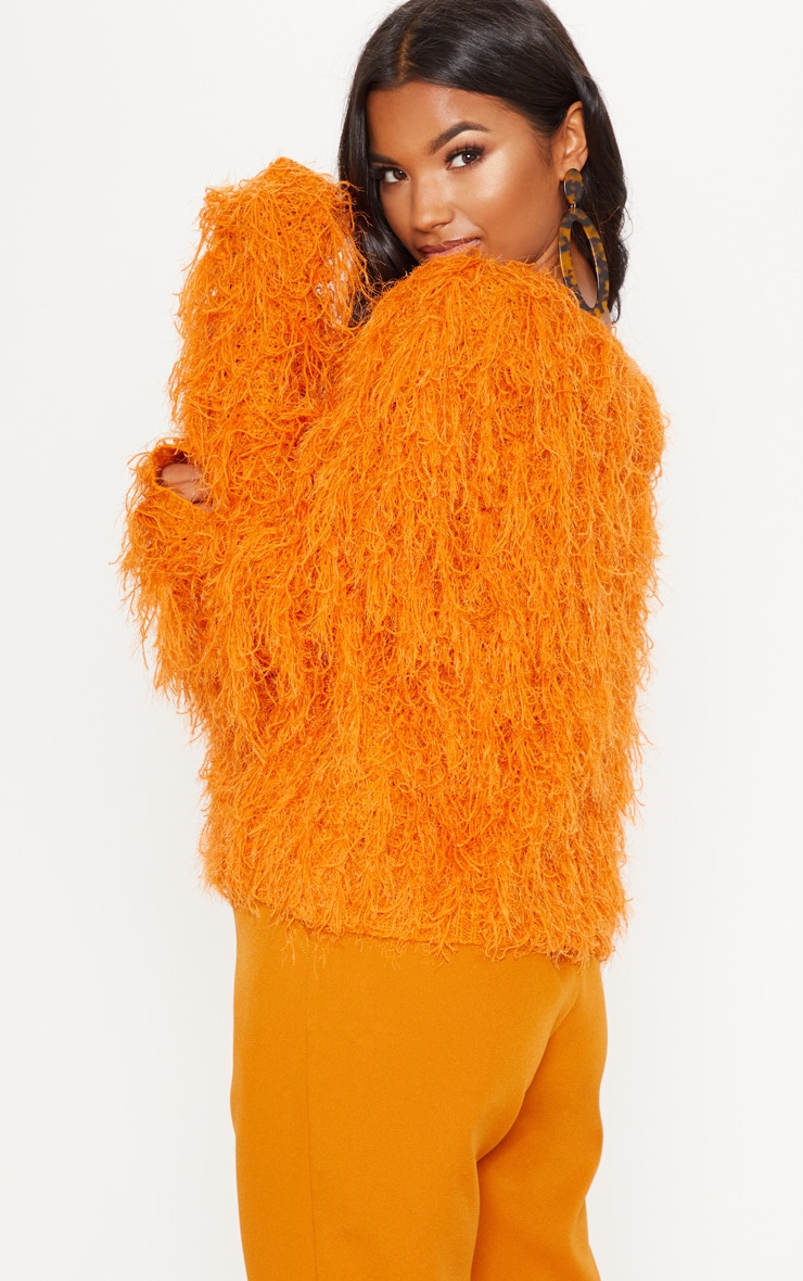 Rust Fluffy Knit Cropped Jumper Knitwear PrettyLittleThing