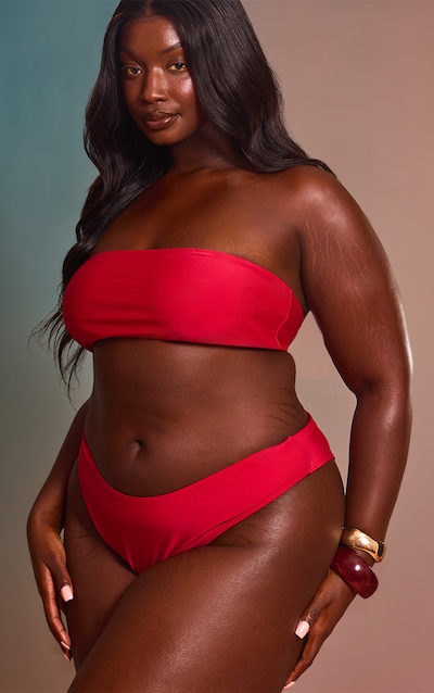 Plus Bas de maillot de bain Mix & Match échancré rouge à taille haute