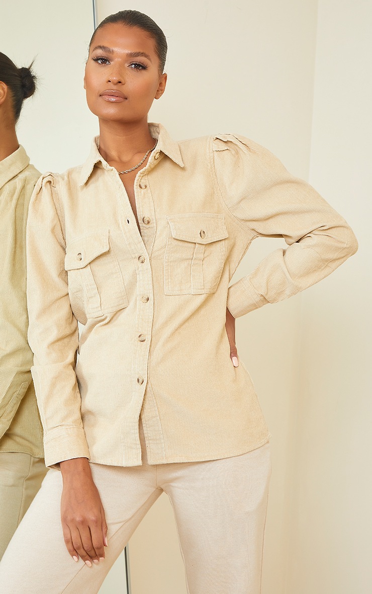 Stone Balloon Sleeve Cord Shirt