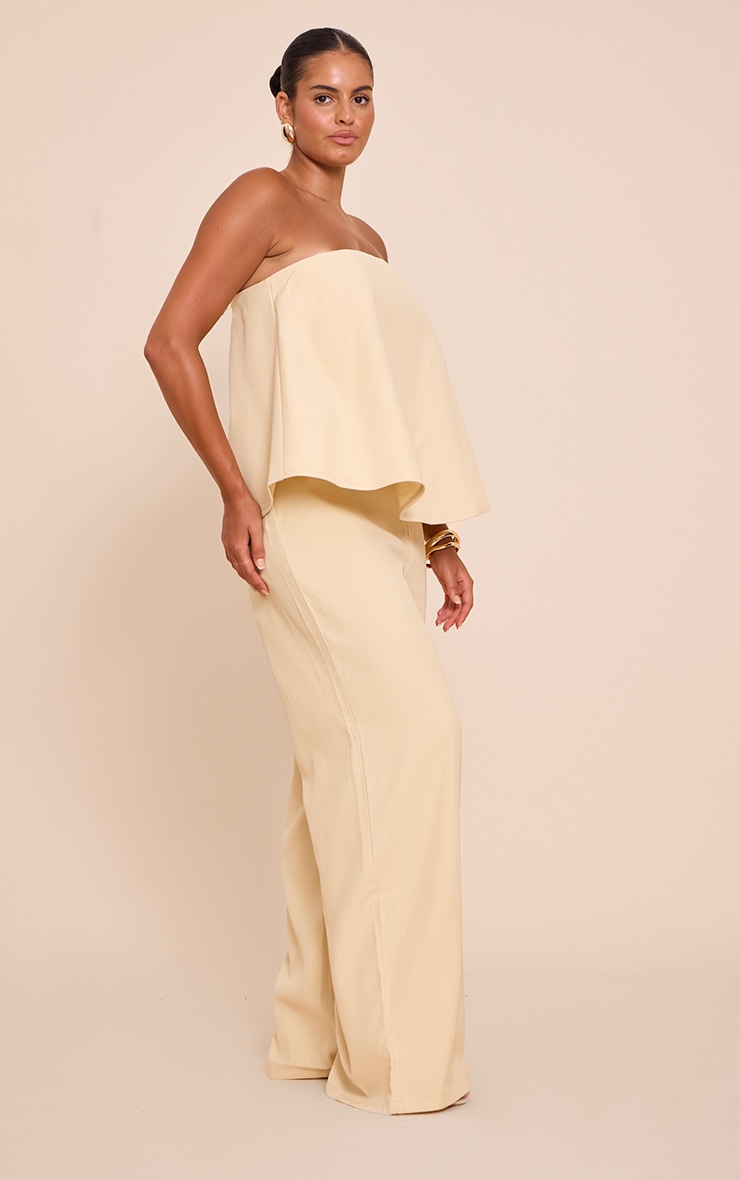 Plus Butter Cream Structured Woven Peplum Straight Leg Jumpsuit image 3