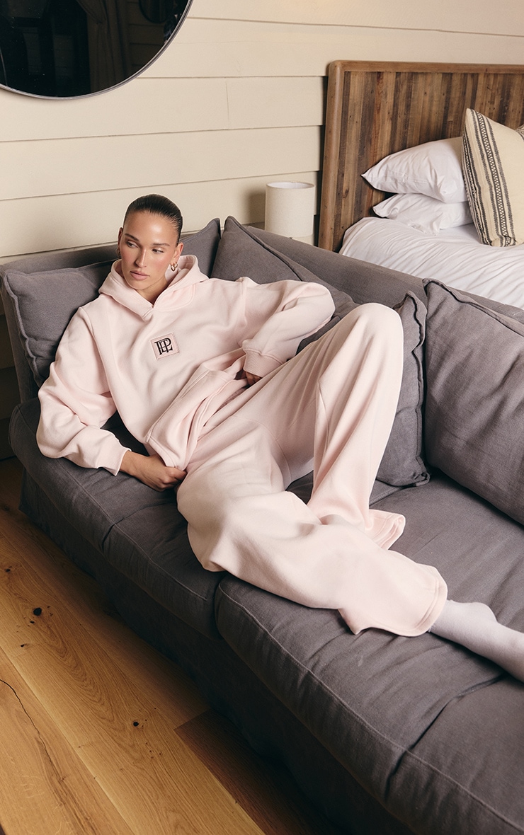 Pink PLT Badge Cotton Fleece Straight Leg Joggers image 3