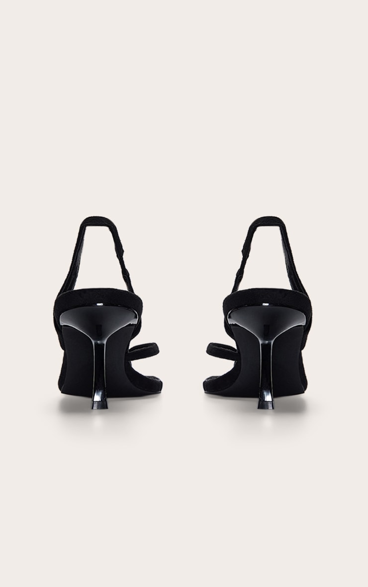 Black Toe Thong Square Toe Heeled Sandals image 4