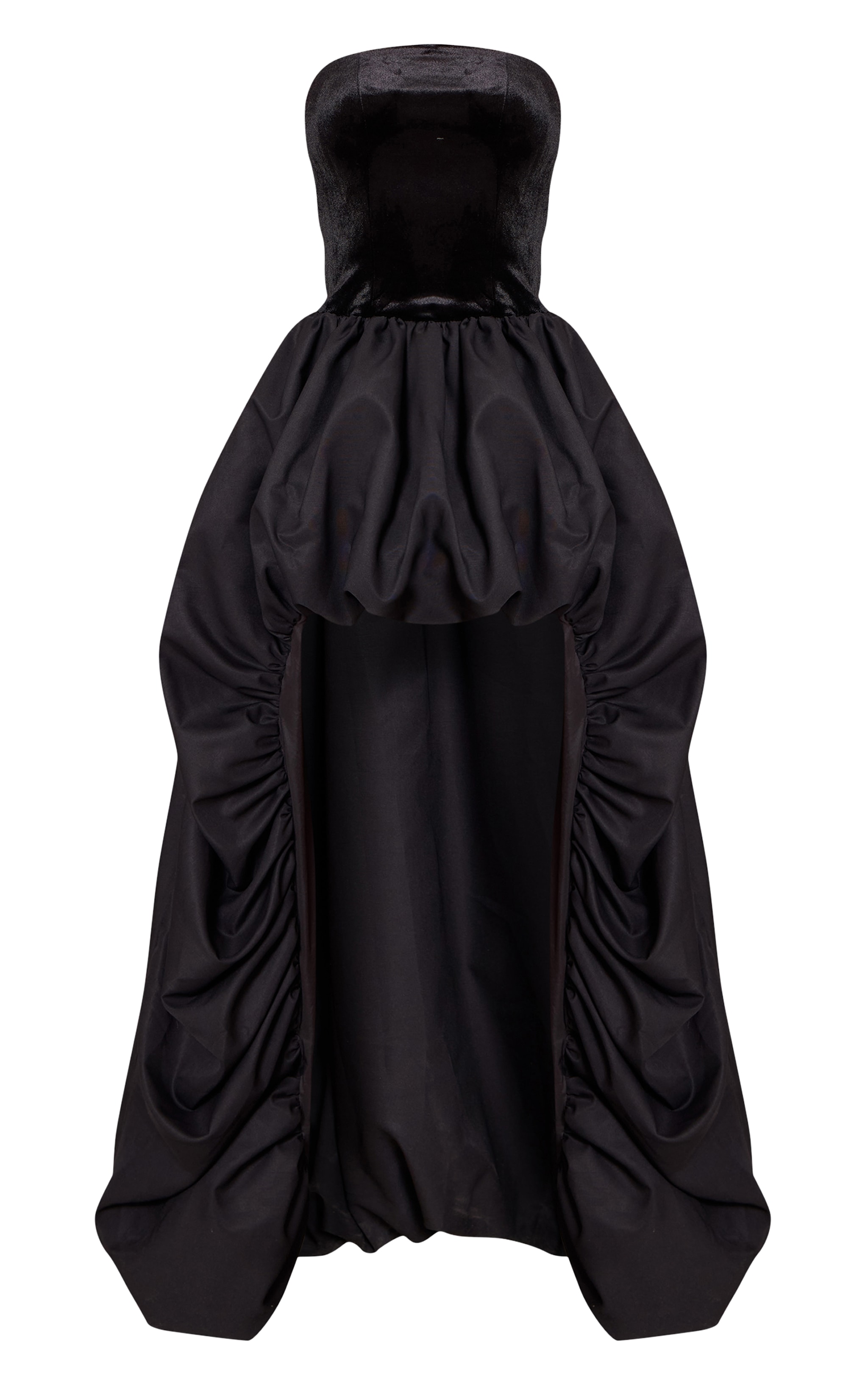Black Contrast Velvet Maxi Dress image 5