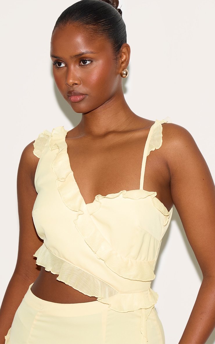 Butter Cream Chiffon Frill Cut Out Maxi Dress image 4