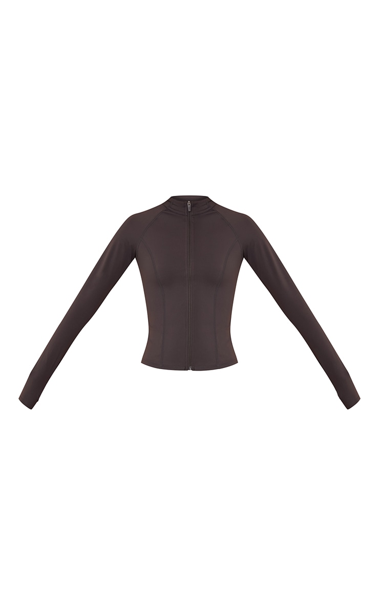 Charcoal Sculpt Seam Detail Zip Up Gym Jacket image 5