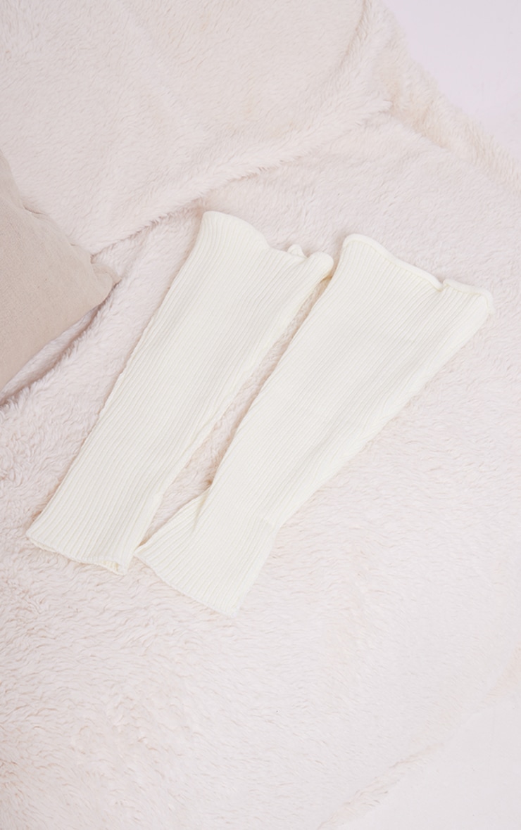 White Ribbed Flared Leg Warmers image 3