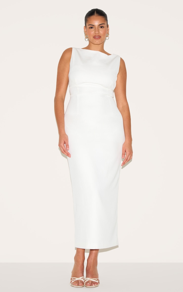 Plus Premium White Scoop Back Midaxi Dress image 1