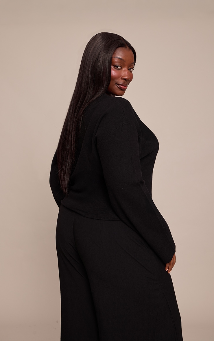 Plus Black Cocoon Sleeve Cinched Long Sleeve T Shirt image 2