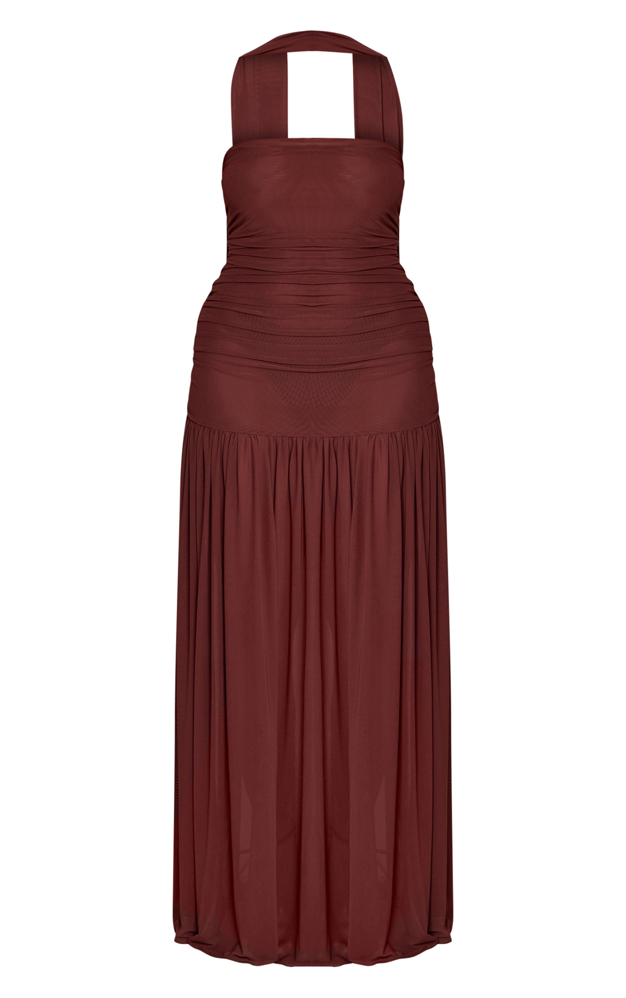 Shape Chocolate Ruched Scarf Dropped Waist Maxi Dress image 5