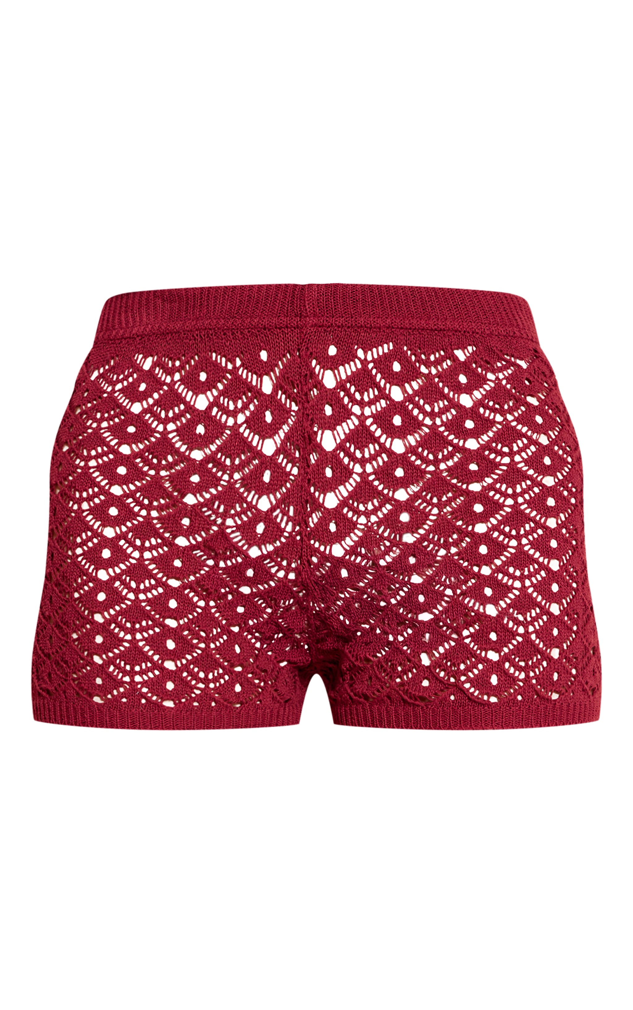 Mini short en maille style crochet rouge vin foncé image 6
