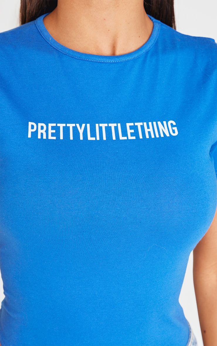 PRETTYLITTLETHING Blue Logo Short Sleeved Bodysuit image 4