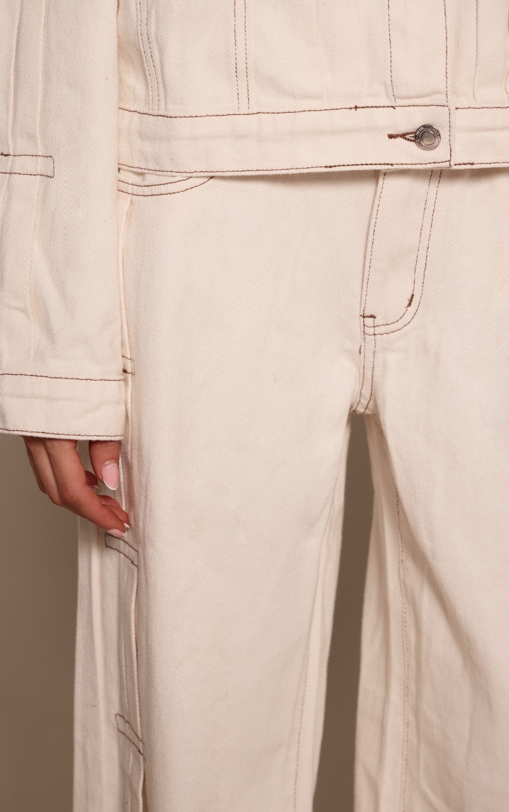 Ecru Pleat Detail Denim Jeans image 3