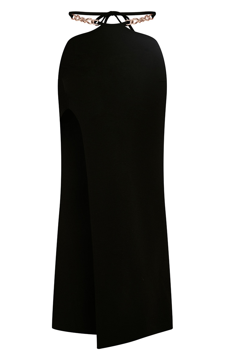 Shape Black Textured Chain Detail Strap Midaxi Skirt image 5