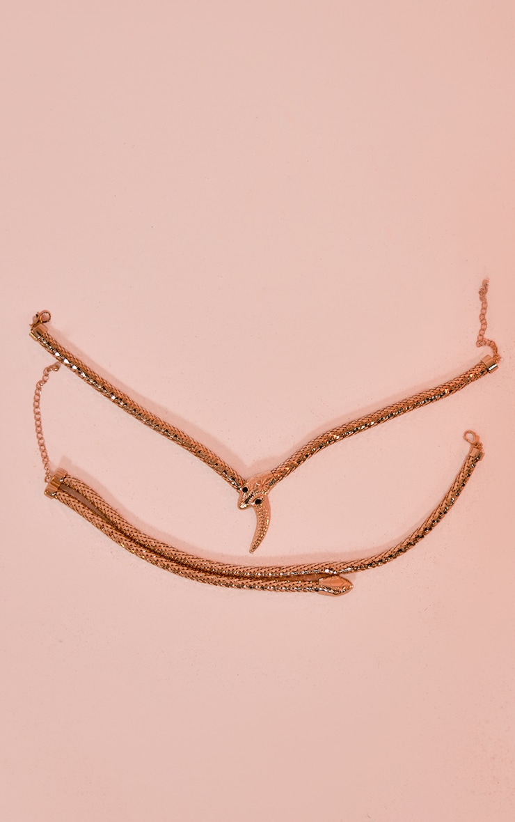 Gold Chain Snake Layered Statement Choker image 3