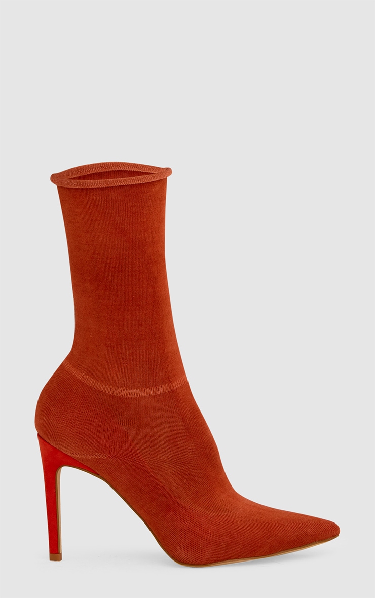 Orange Knitted Sock Boots PrettyLittleThing QA