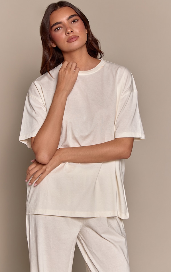 Cream Short Sleeve Boxy Pyjama Top