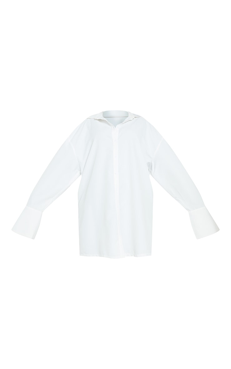 Plus White Plain Oversized Shirt Dress image 6