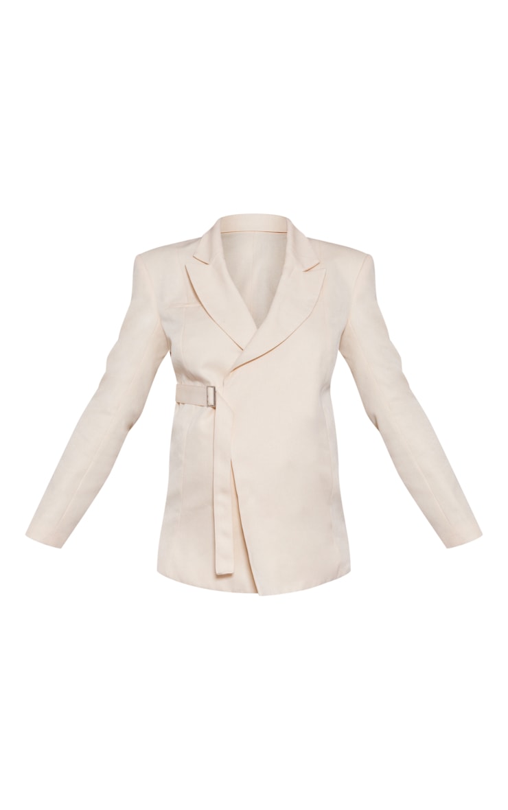 Maternity Cream Buckle Tie Side Blazer image 5