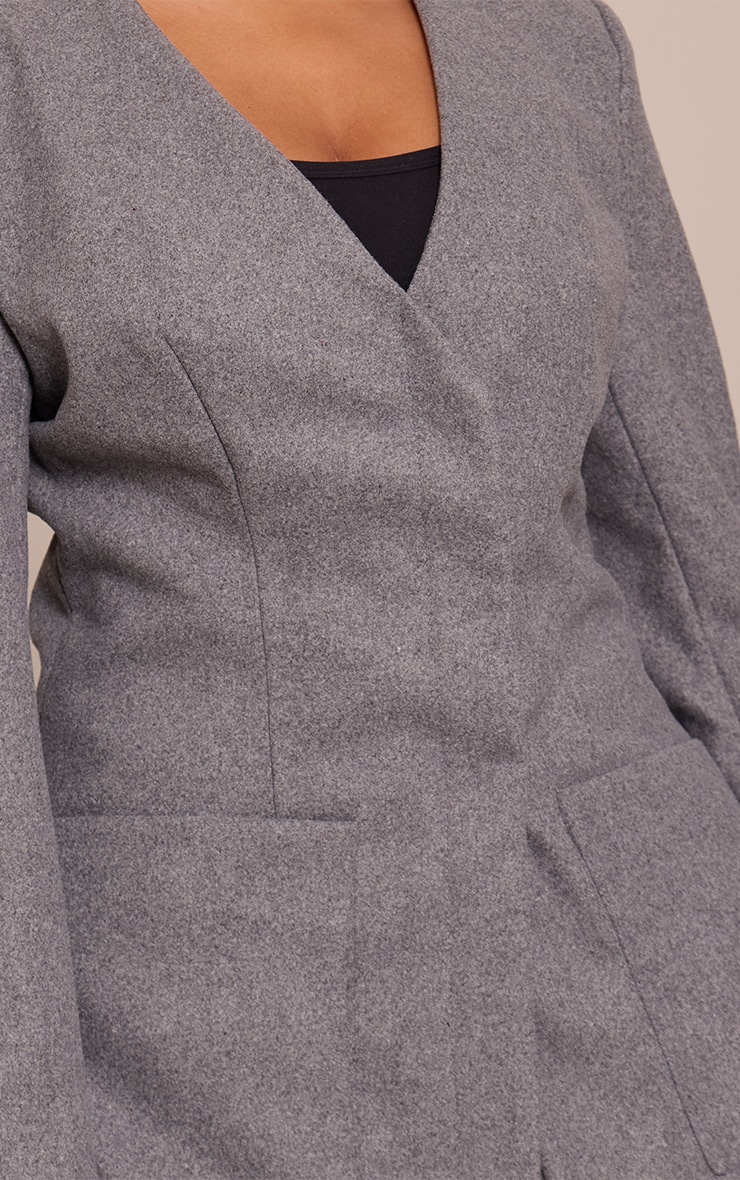 Shape Charcoal Wool-Look Cross Over Blazer image 4