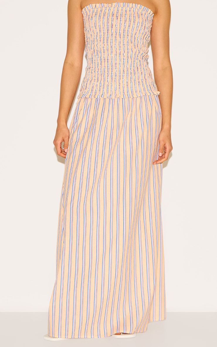 Orange Pinstripe Linen Look Maxi Skirt image 2