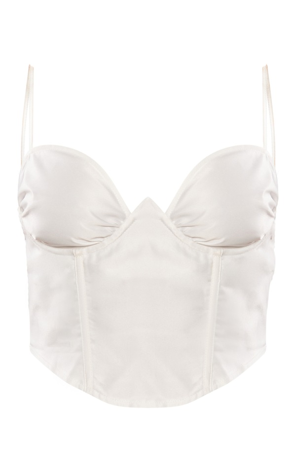 White Boned Under Wire Spaghetti Strap Corset Top PrettyLittleThing