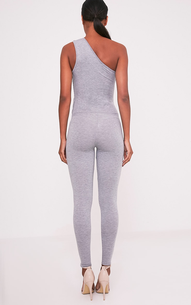 Jess Grey One Shoulder Jersey Jumpsuit PrettyLittleThing AUS
