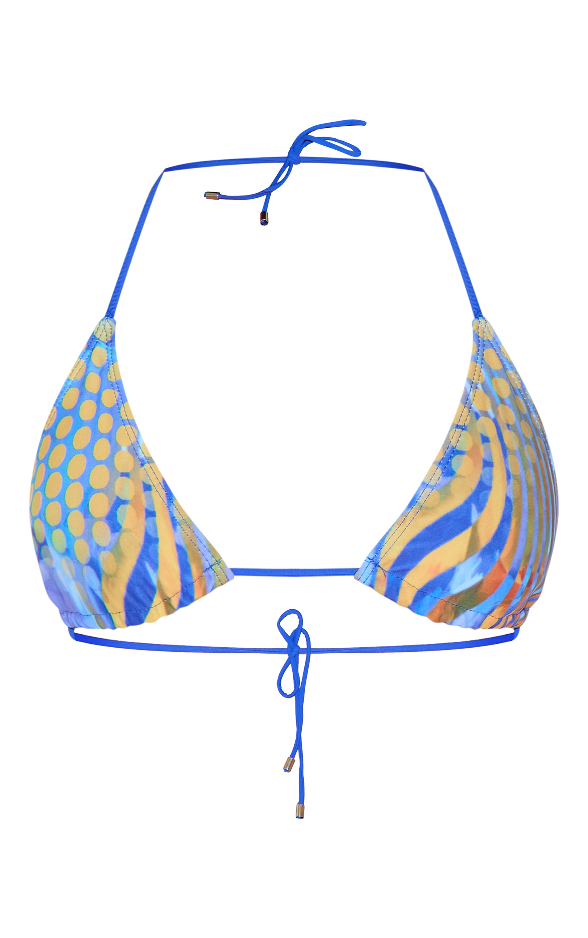 Blue Abstract Print Triangle Bikini Top image 5