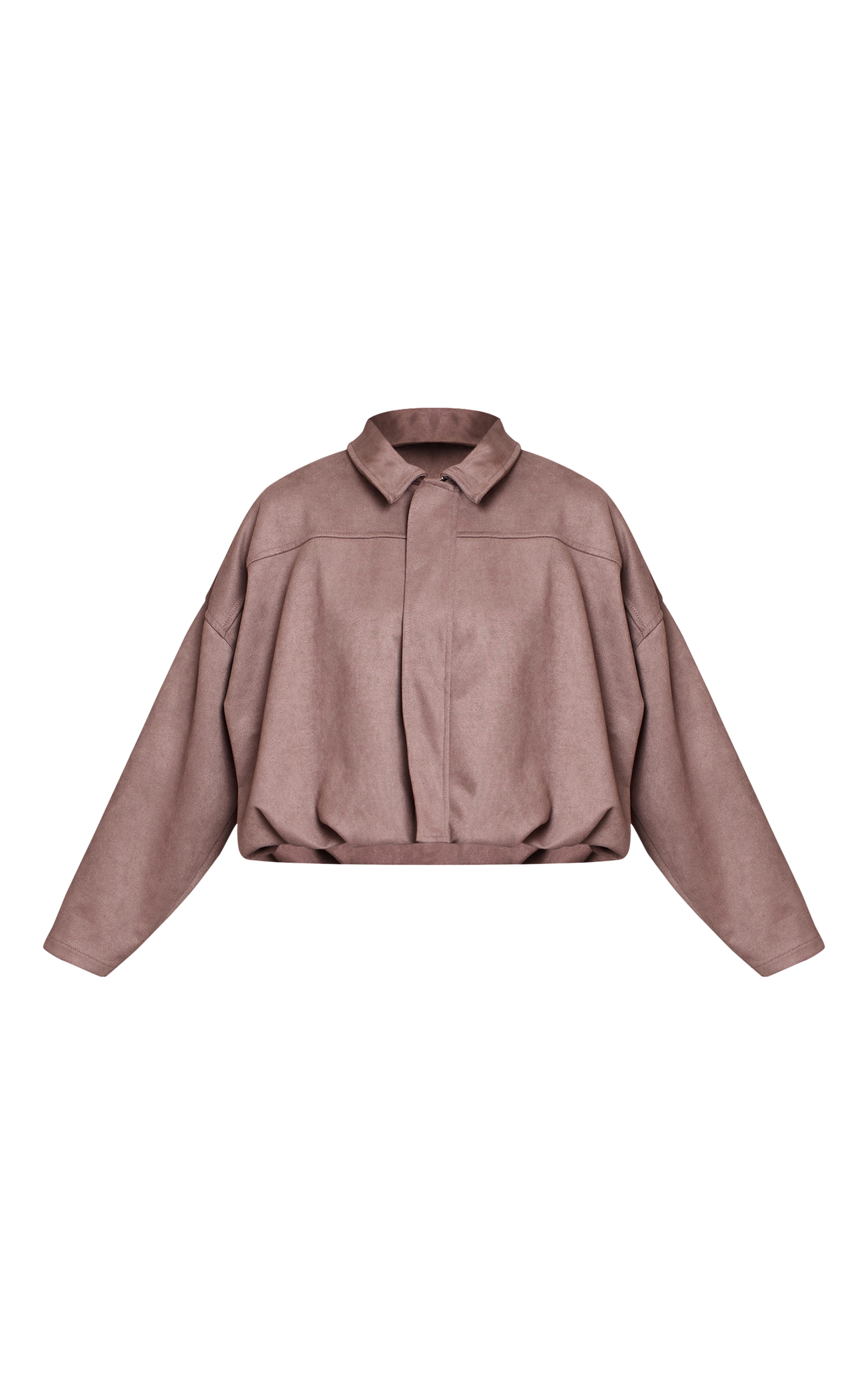 Taupe Zip Through Faux Suede Bomber Jacket image 5