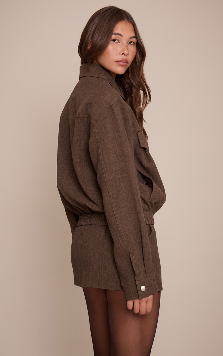 Taupe Tailored Woven Oversized Seam Detail Jacket  image 2