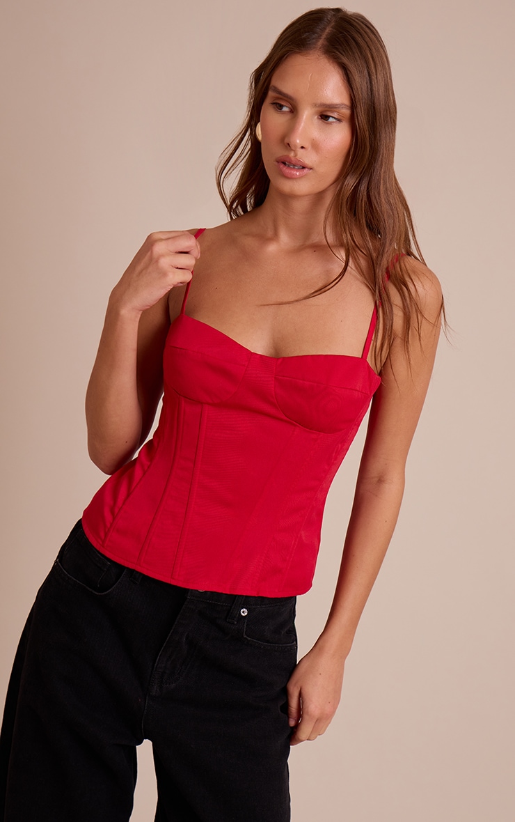 Red Structured Corset Top image 1