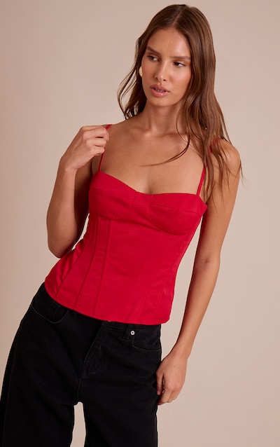 Haut corset rouge structuré