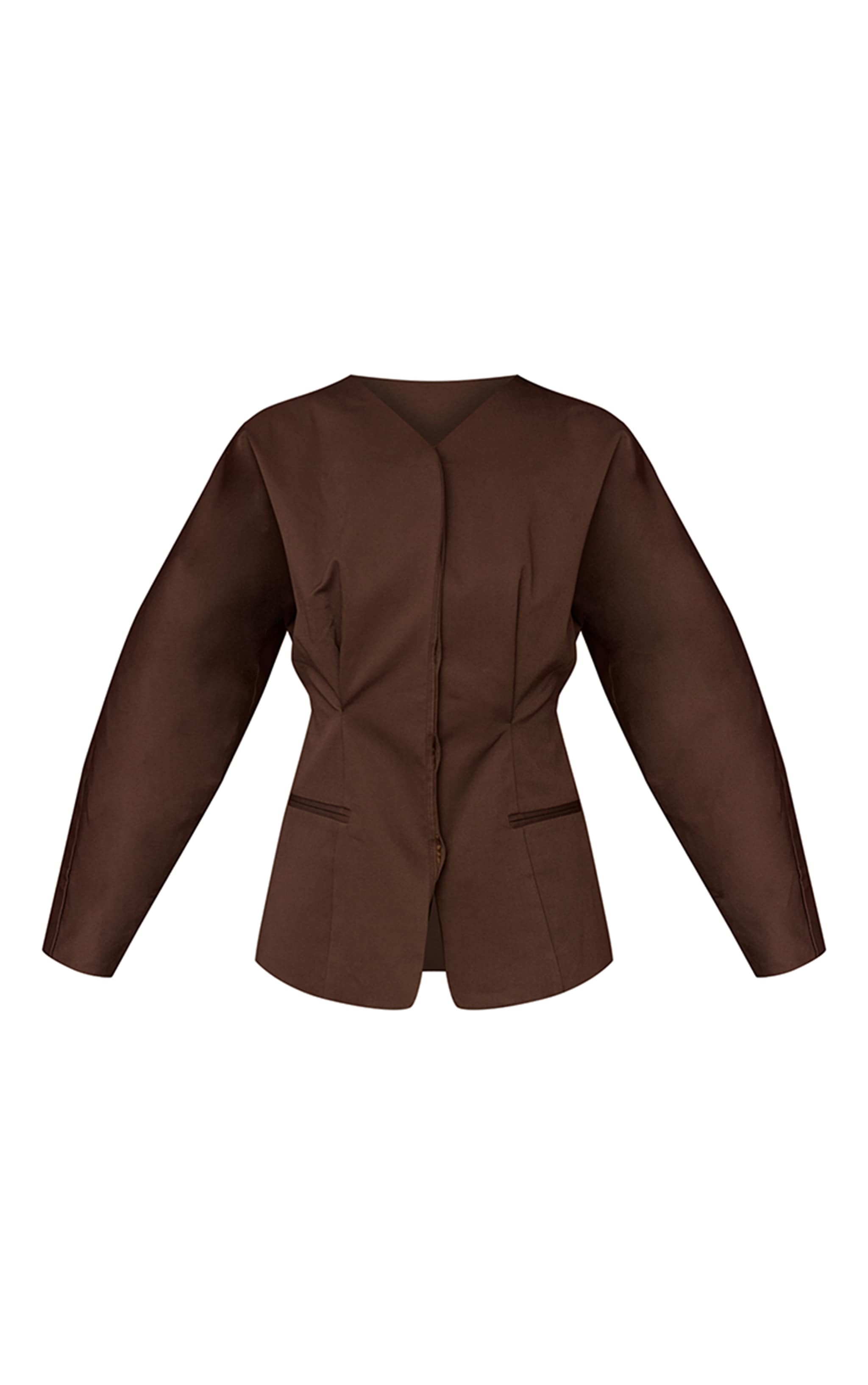 Blazer de tailleur tissé deluxe marron foncé sans revers image 6