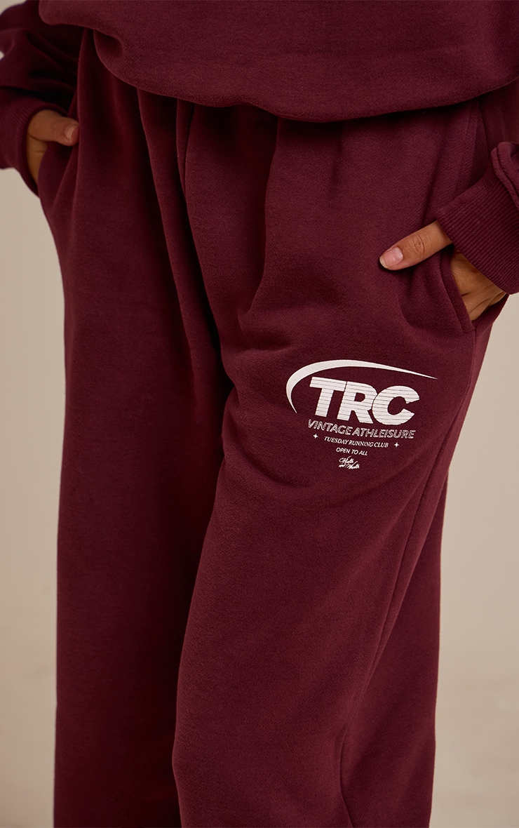 Burgundy Run Club Cotton Fleece Cuffed Sweatpants image 4