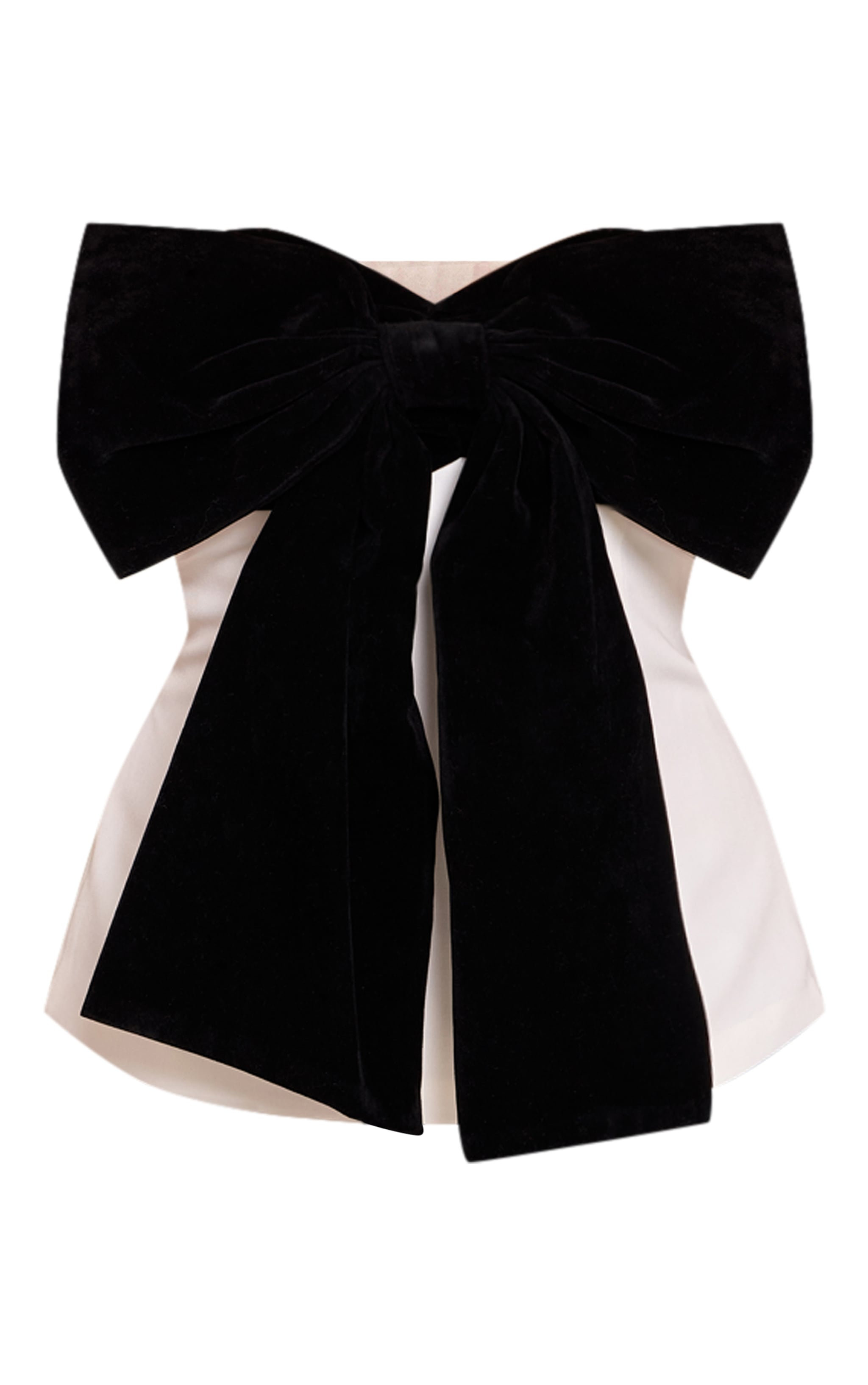 Petite Black Velour Contrast Bow Bandeau Top image 5