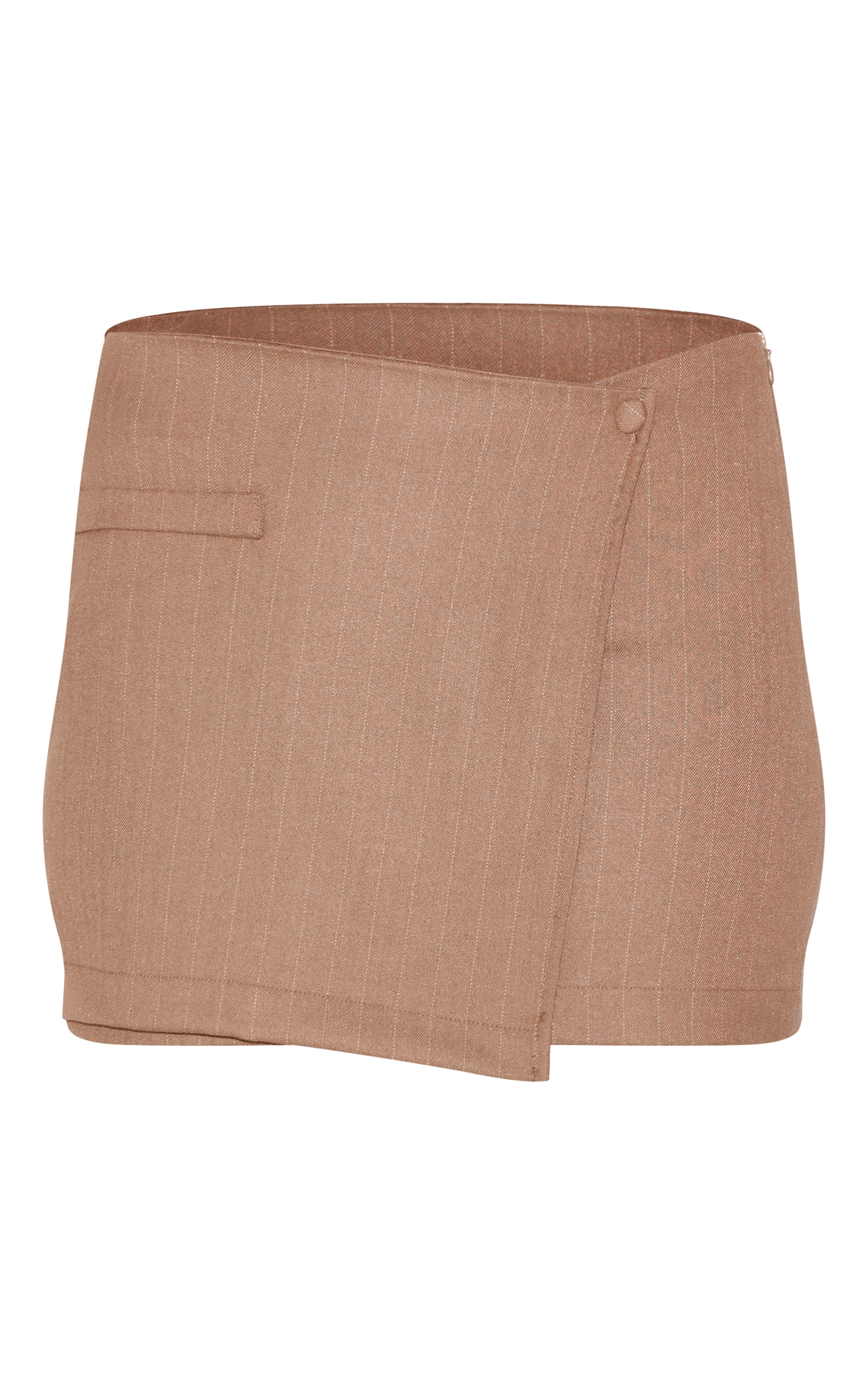 Taupe Stripe Woven Wrap Detail Mini Skirt image 6