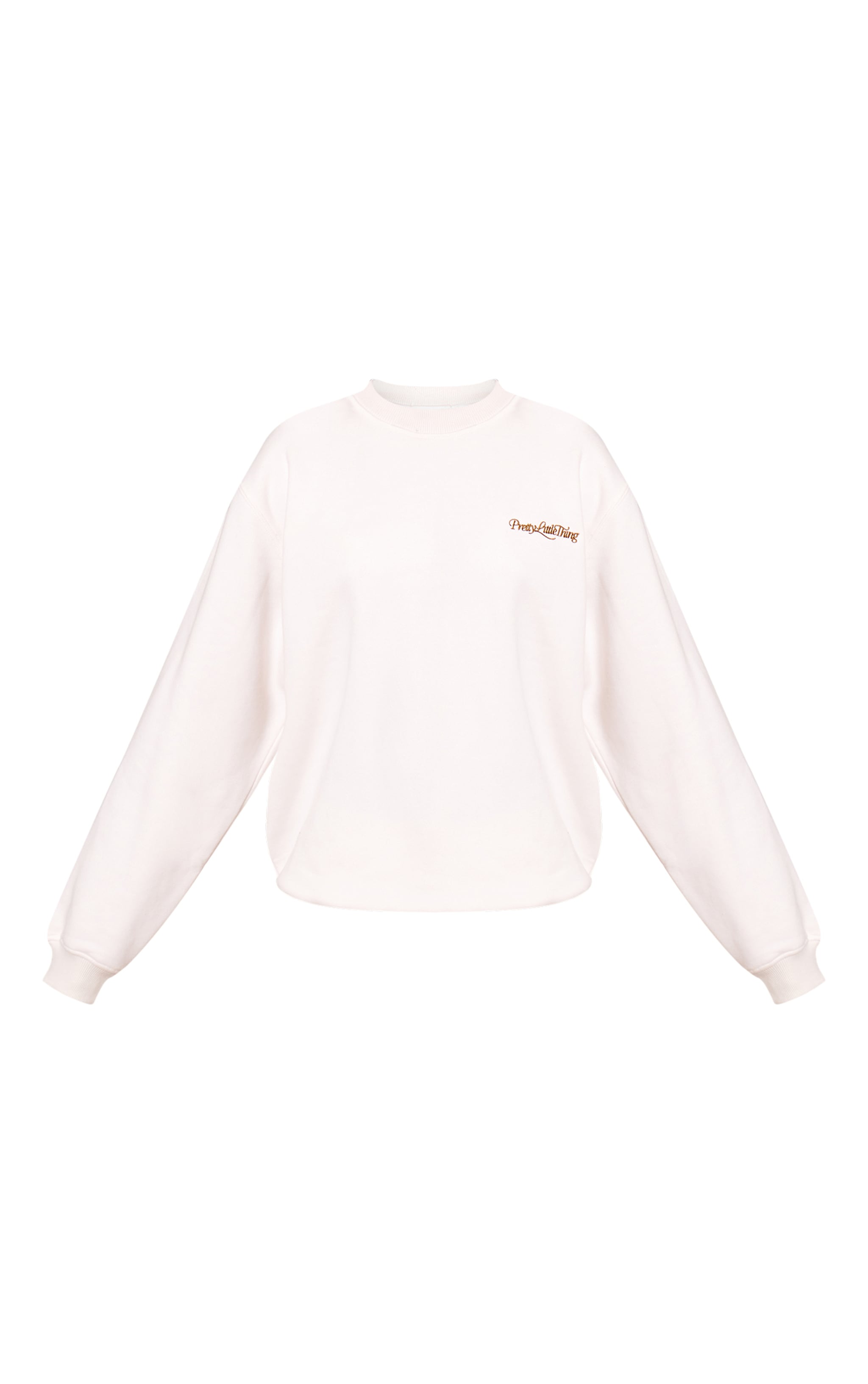 Prettylittlething Cream Cotton Fleece Oversized Crew Sweatshirt image 5