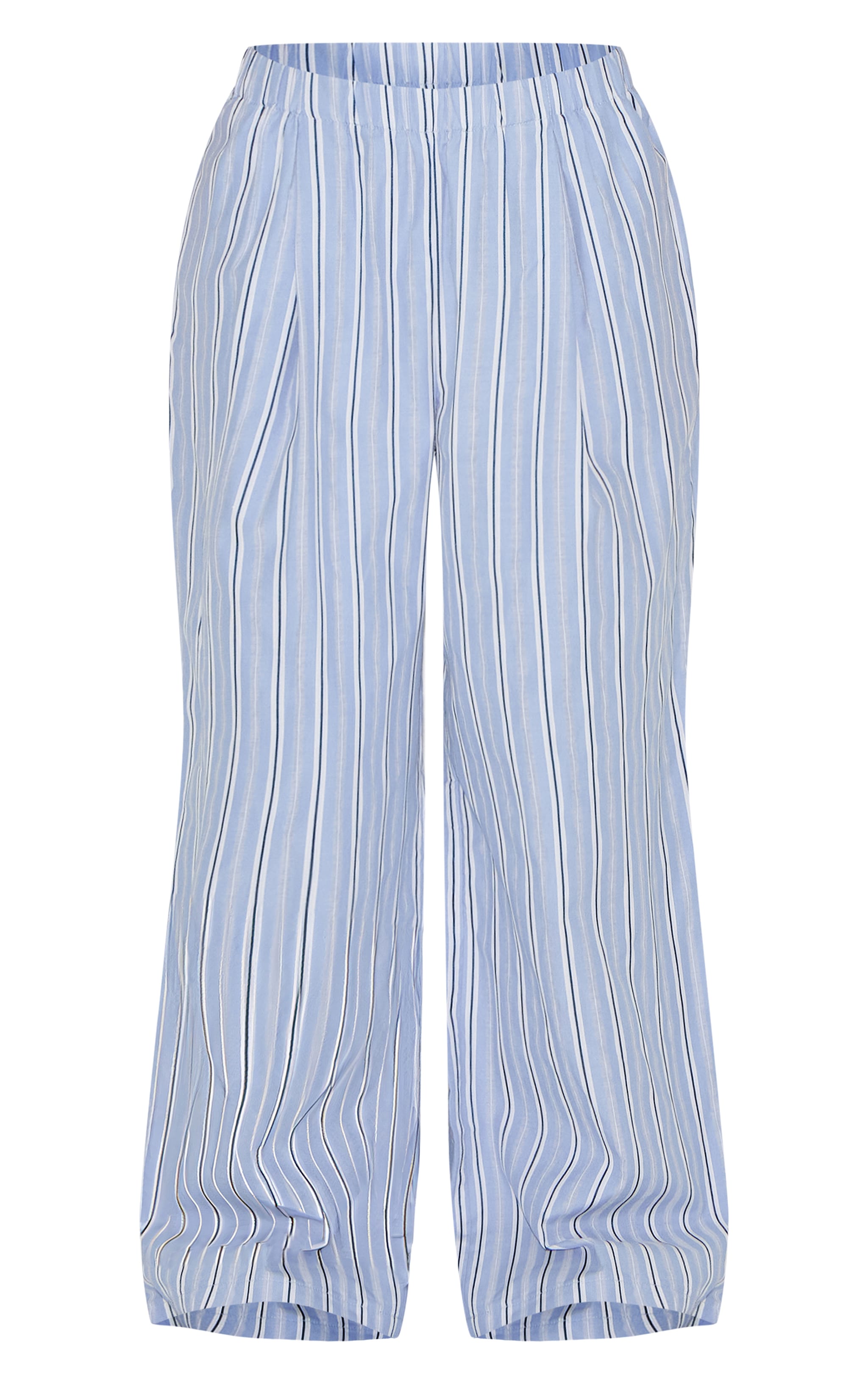 Petite Blue Pinstripe Elasticated Waist Wide Leg Pants image 5