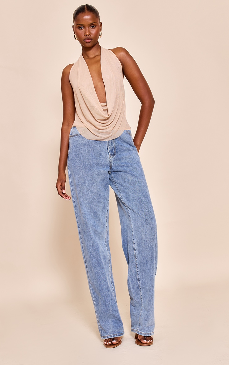 Top en mesh taupe à dos nu image 3