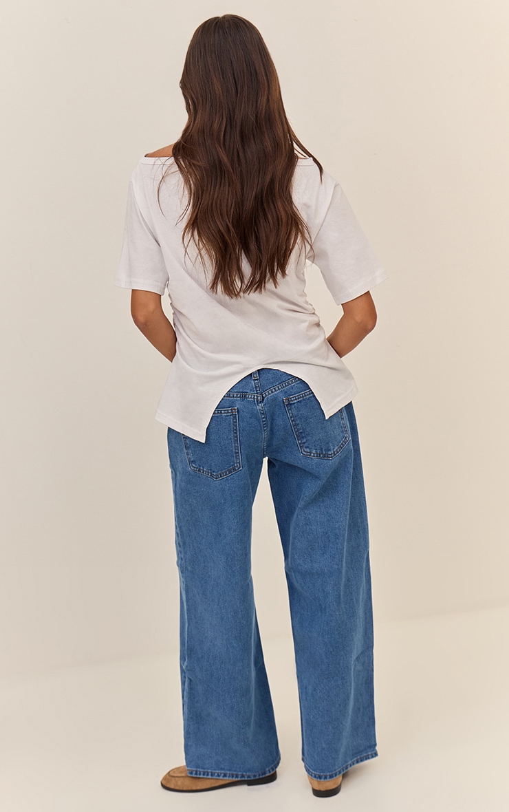 PRETTYLITTLETHING Dark Blue High Waist Boyfriend Jeans image 4