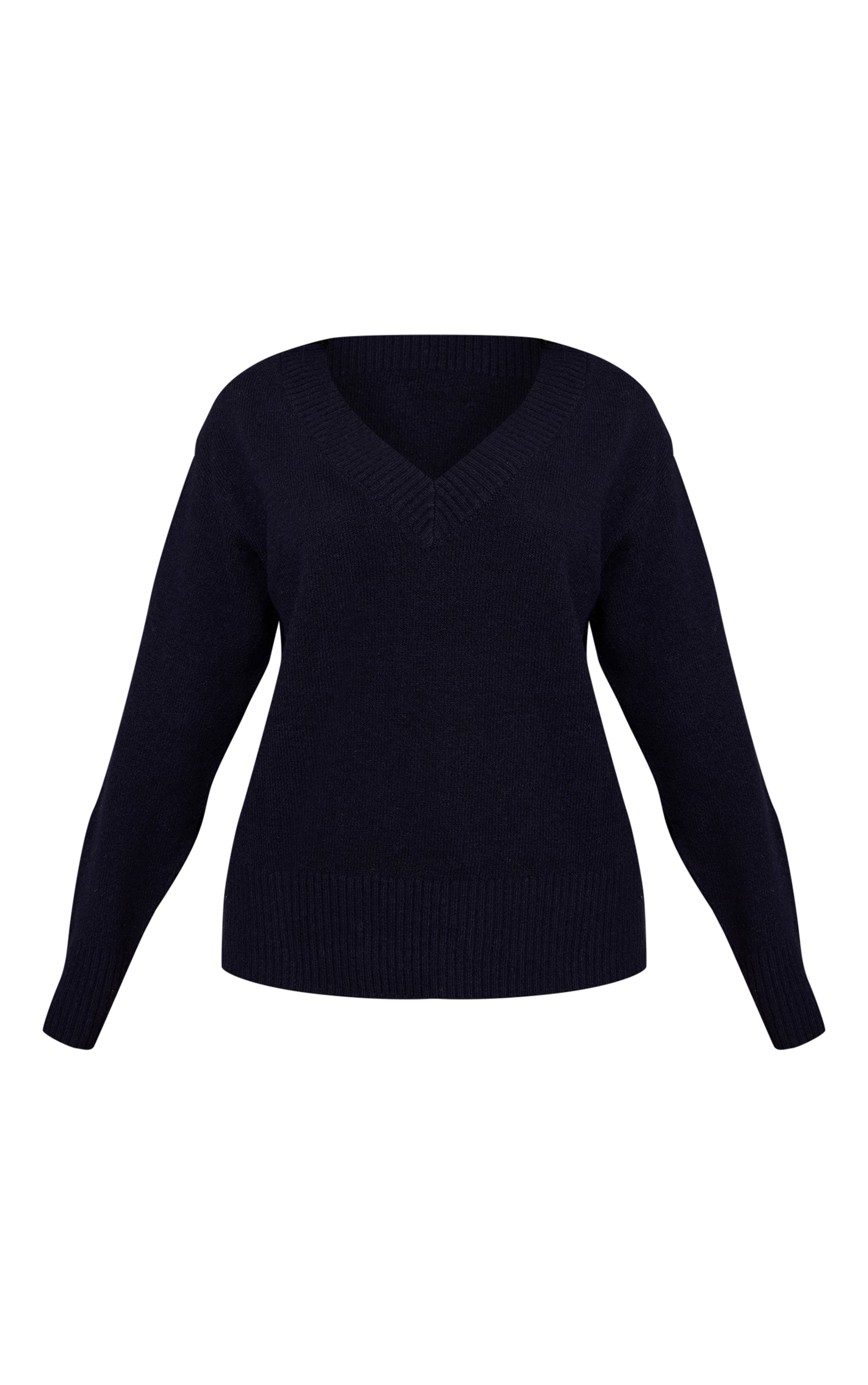 Petite Navy Knit V-neck Sweater image 5