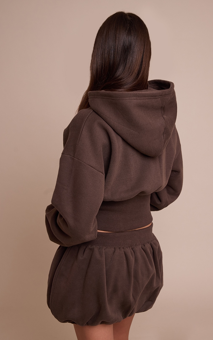 Mini-jupe bouffante en sweat chocolat à doublure en polaire image 3