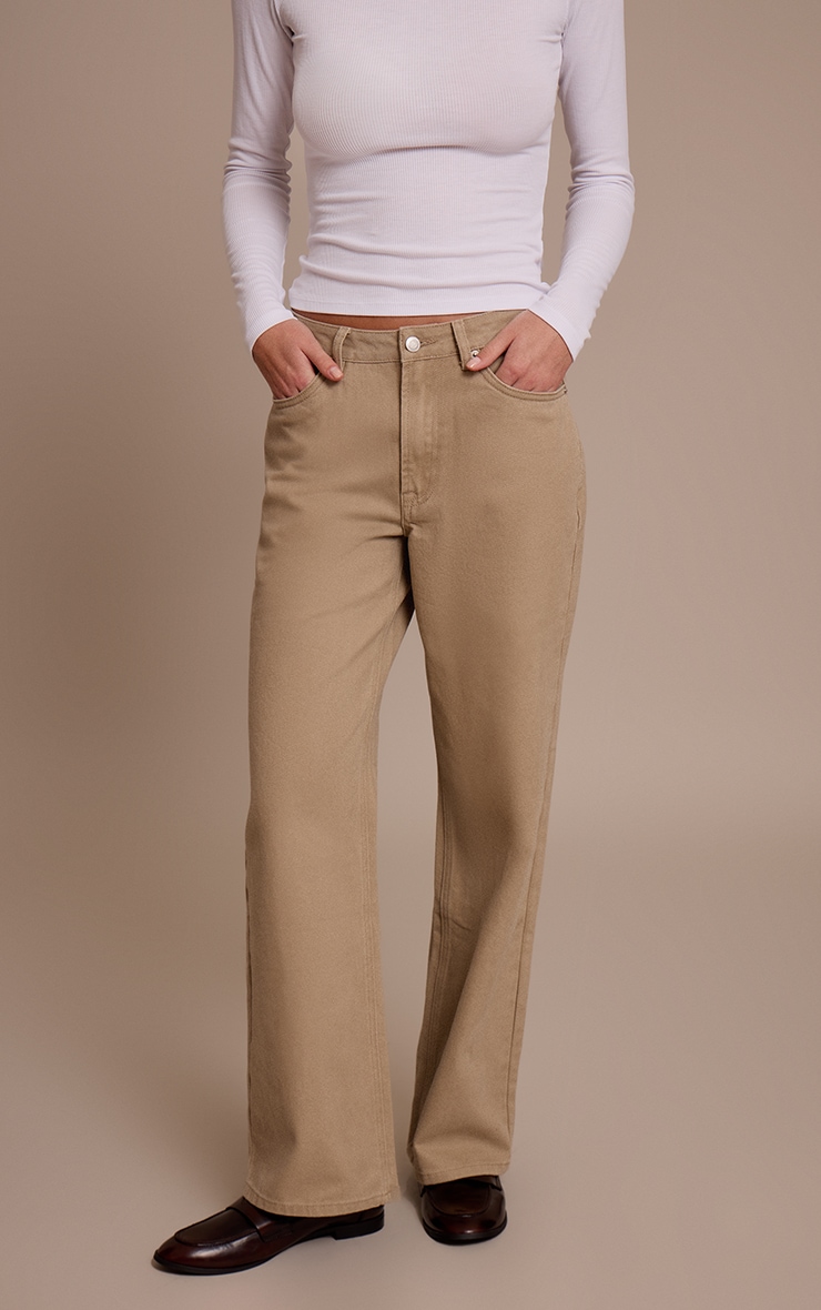 Sand Mid Waist Straight Leg Denim Jeans image 2